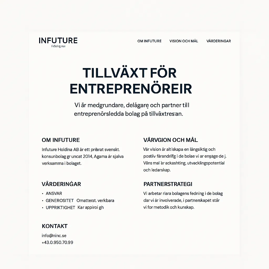 Infuture Holding AB webbplats